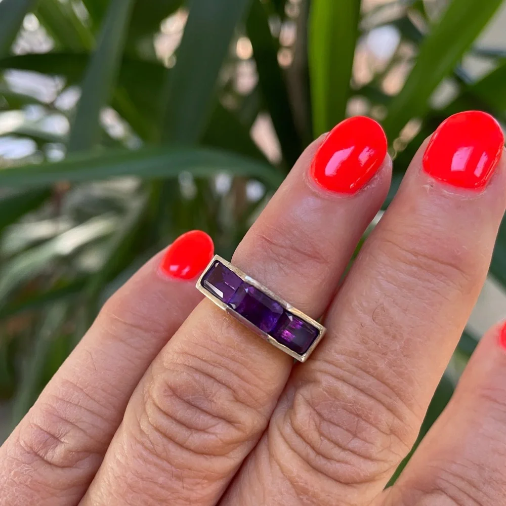 Sterling silver amethyst ring - Picture 1 of 6